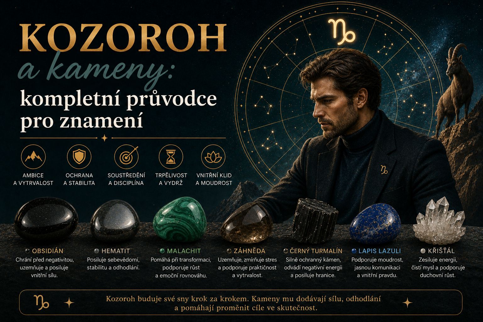 Kozoroh a kameny: kompletní průvodce pro znamení