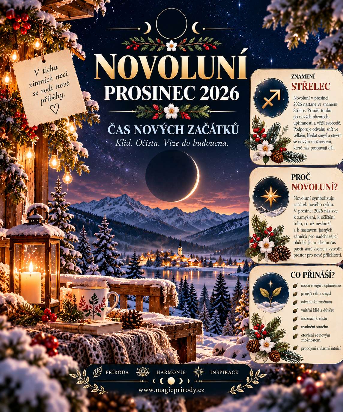 Novoluní 9. prosince 2026 ve Střelci: poslední nov roku a rituál