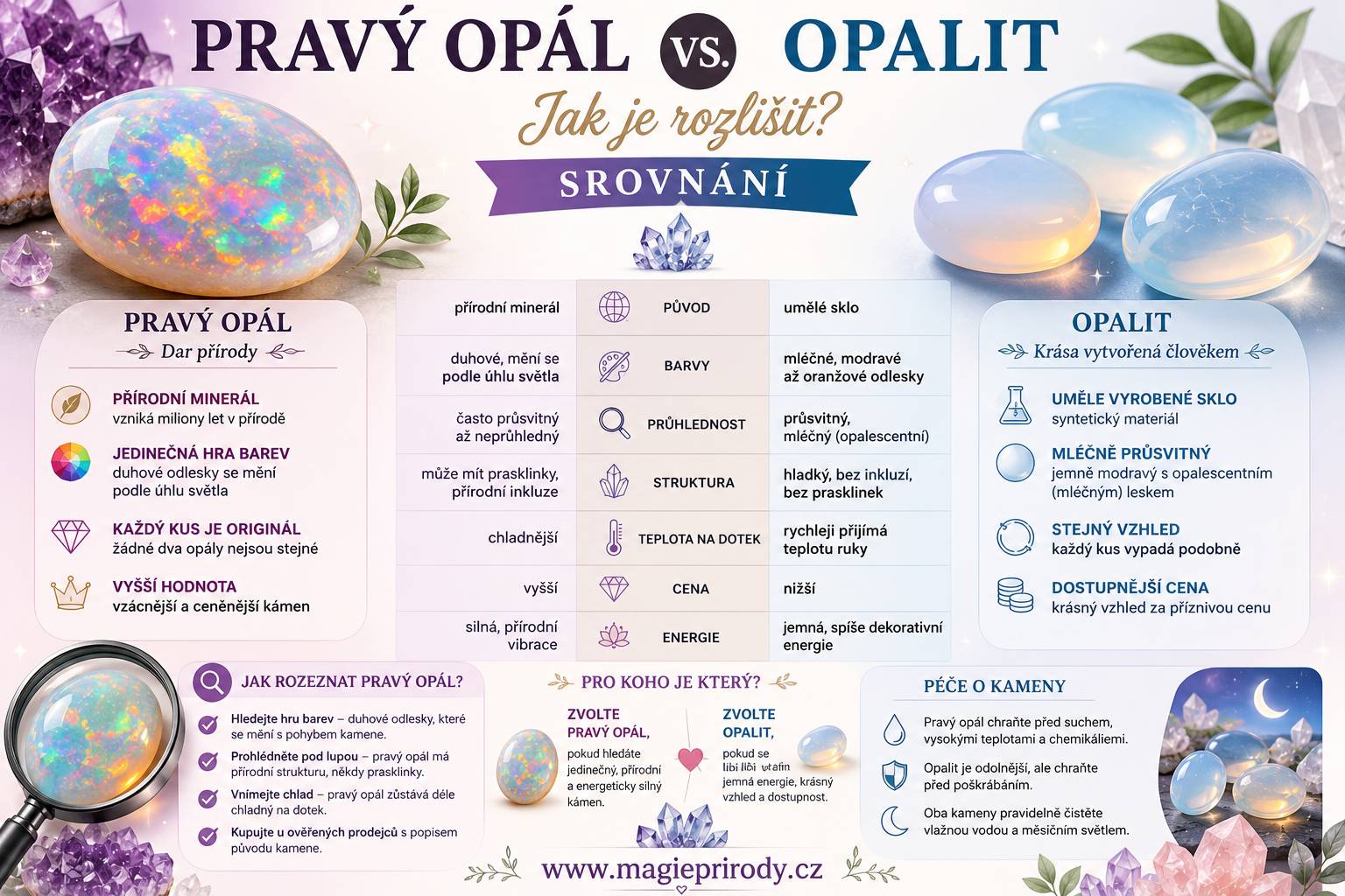 Pravý opál vs. opalit – jak je rozlišit? Srovnání