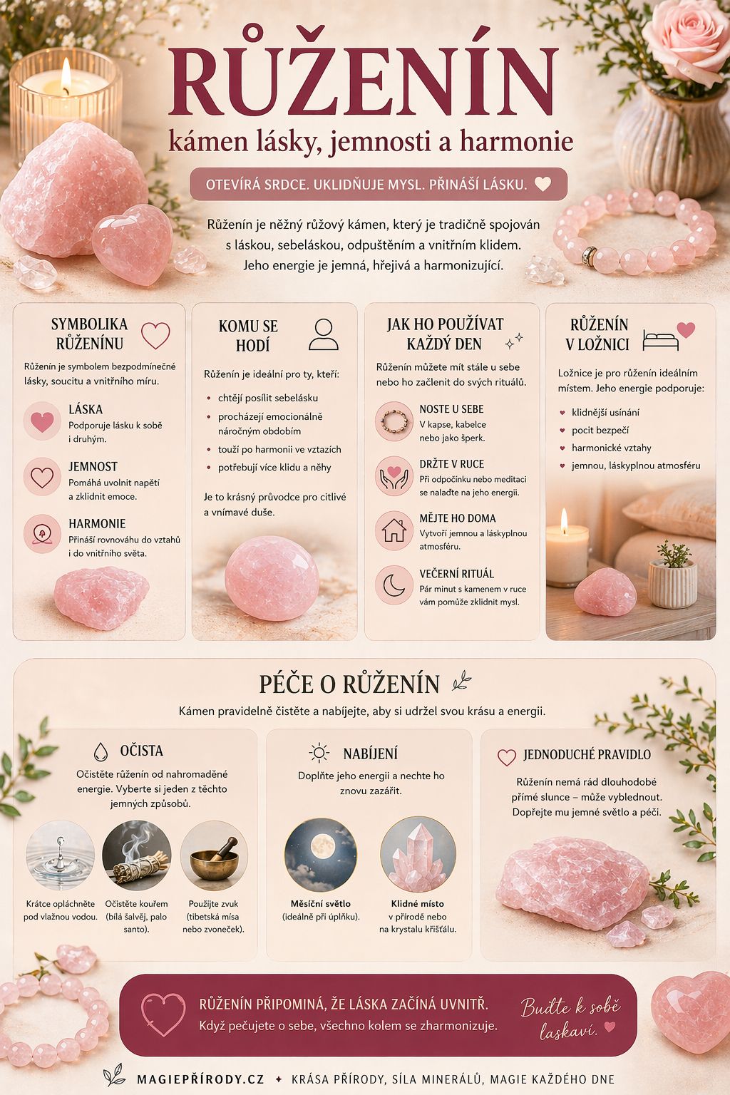 Růženín: kámen lásky, jemnosti a harmonie