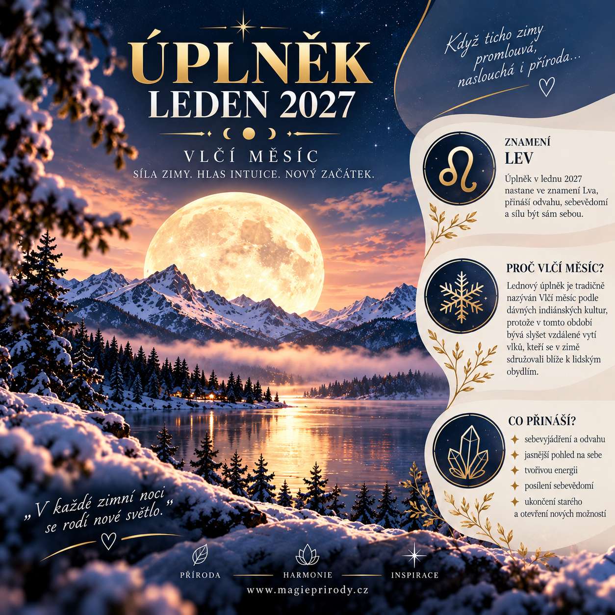 Úplněk v lednu 2027: Vlčí měsíc 22. ledna a revize předsevzetí