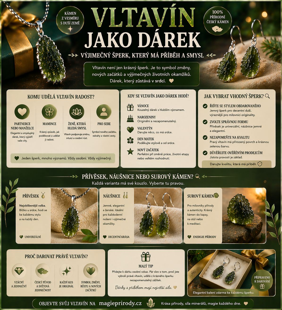 Vltavín jako dárek: komu udělá radost a jak vybrat vhodný šperk