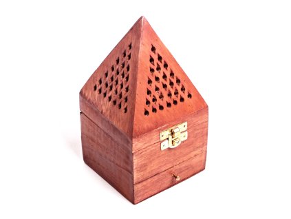 Dřevěná kadidelnice - pyramida se šuplíkem na františky - vykuřovadlo #51