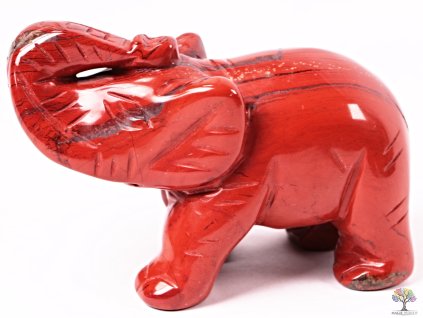Slon Jaspis červený 80 x 50 mm - Slon z přírodního kamene #06