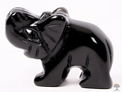 Slon Obsidián 30 x 20 mm - Slon z přírodního kamene #19 + sleva 5% na vše po registraci