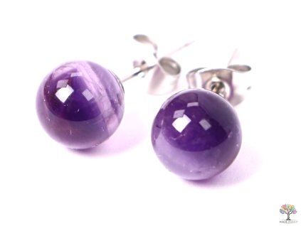 Kolczyki Ametyst 8 mm kulki #01