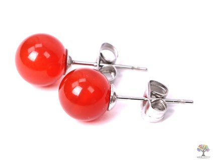 Kolczyki Karneol 8 mm kulki #05