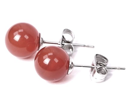 Náušnice Karneol 8 mm kuličky #05
