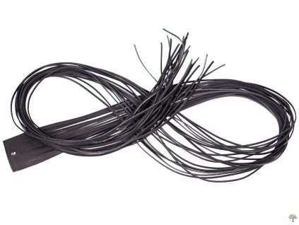 Płaski skórzany pasek - czarny 95 cm / 2 mm #02