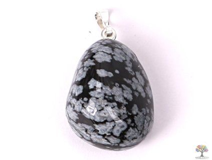 Flake obsidian stone pendant, size M - #23
