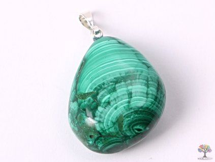 Malachite stone pendant, size M - #27