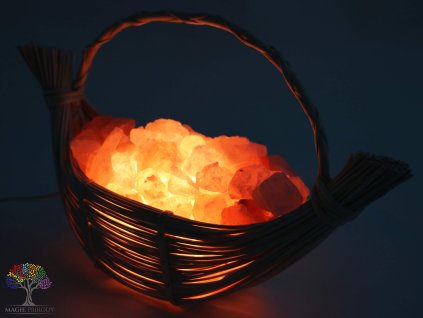 Solná lampa elektrická proutěný koš Loďka 3.60 Kg #40