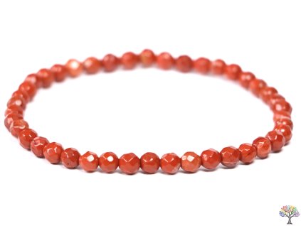 Bransoletka z czerwonego jaspisu fasetowanego 4 mm #52 z naturalnych kamieni