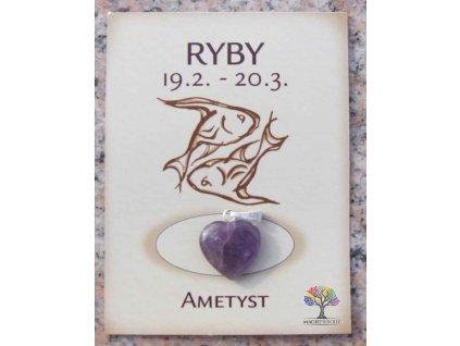 Kámen podle znamení - RYBY tvar srdce #26