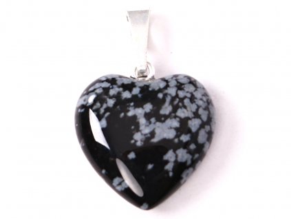 Přívěsek srdce z kamene Obsidián vločkový vel. 15mm #50