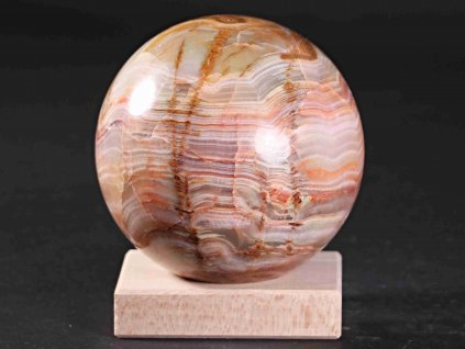 Koule Aragonit 1.317 kg - 10 cm + dřevěný podstavec #16