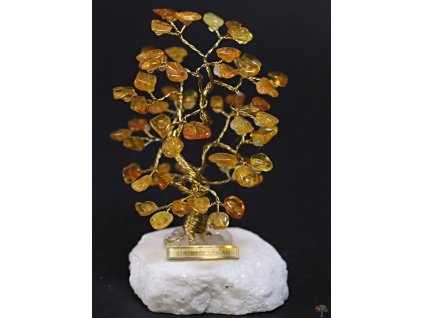 Drzewko szczęścia z bursztynu 9 cm - S - #239