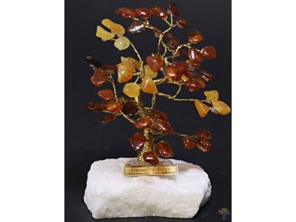 Drzewko szczęścia z bursztynu 9 cm - S - #240