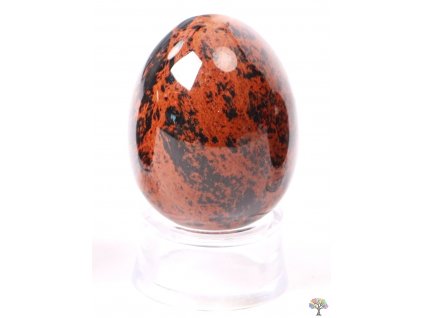 Yoni kamenné vajíčko Obsidián moka #118 + podstavec