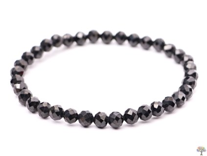Bransoletka z czarnym spinelem – 5 mm fasetowane kulki #359