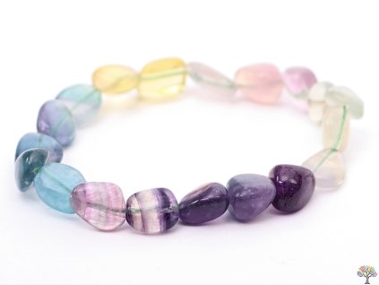 Náramek Fluorit duhový - z přírodních kamenů #362 - valounky