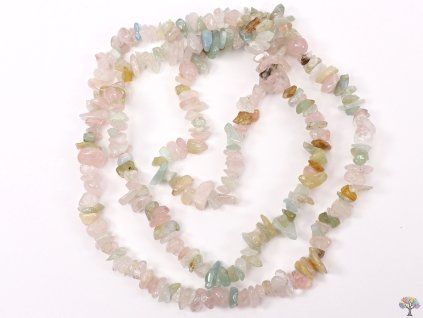 Long chipped necklace - Morganite - tumbled - #112