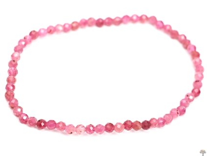 Náramek Rubelit 3 mm z přírodních kamenů #402 - fazetovaný