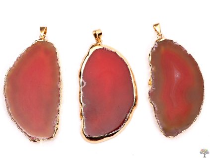 Přívěsek z kamene Achát červený plátek 35 - 55 mm #ZM199