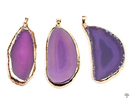 Přívěsek z kamene Achát fialový plátek 35 - 55 mm #ZM198