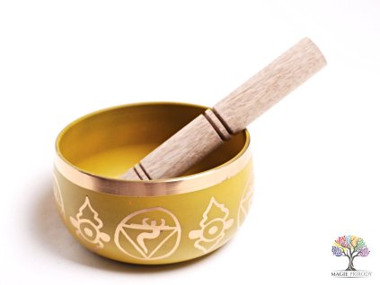 Miska tybetańska 3. czakra żółta - miska śpiewająca 12 cm - 680 g z pałeczką #08