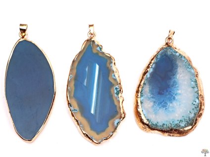 Přívěsek z kamene Achát modrý plátek 35 - 55 mm #ZM200