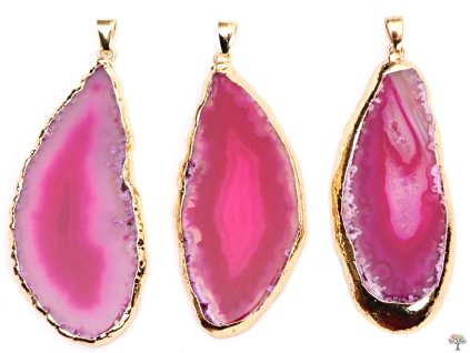 Přívěsek z kamene Achát růžový plátek 40 - 60 mm #ZM196