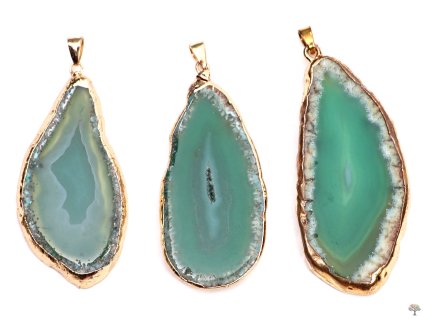 Přívěsek z kamene Achát zelený plátek 35 - 55 mm #ZM197