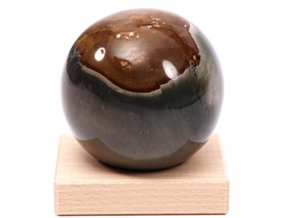 Jaspis oceánový koule 76 mm 600g přírodní kámen + dřevěný podstavec #370