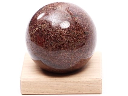 Granat kulisty 72 mm 670 g naturalny kamień + drewniana podstawa #476