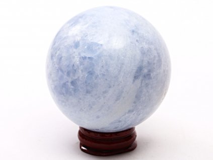 Kalcit modrý koule 65 mm 371 g přírodní kámen + dřevěný podstavec #K1034