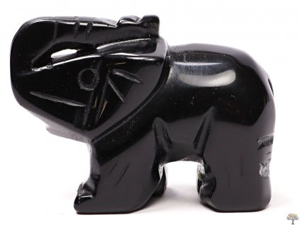 Slon Obsidián 50 x 35 mm - Slon z přírodního kamene #53
