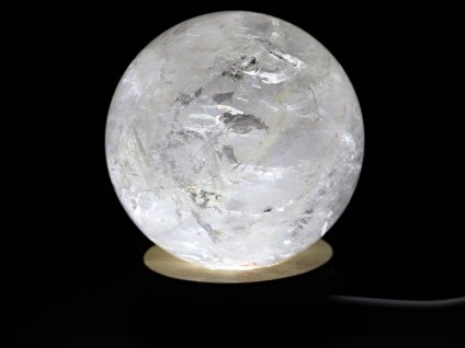 Kryształowa kula 79 mm 686 g naturalny kamień + drewniana podstawa z oświetleniem LED #A377