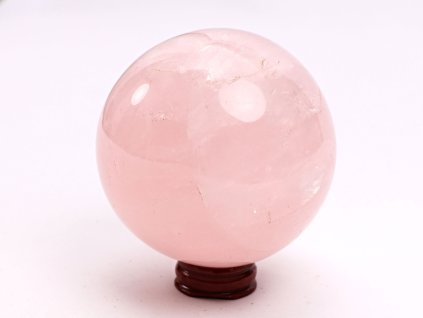 Kula z różowego kamienia 82 mm 781 g naturalny kamień + drewniana podstawa #B97