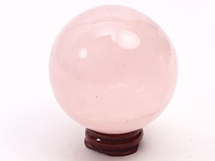 Kula z różowego kamienia 64 mm 373 g naturalny kamień + drewniana podstawa #B112
