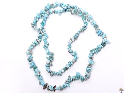 Naszyjnik długi, szlifowany - Larimar - tromlovaný - #117 - z naturalnych kamieni