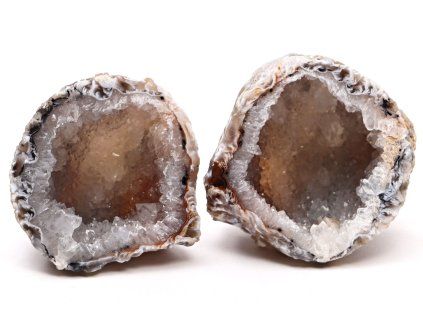 Feather agate geode pair 386 g - 7 cm - Top quality - #B426