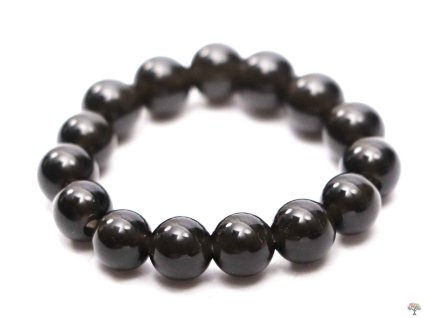 Prsten Obsidián černý - 4 mm kuličky #7 - z přírodních kamenů