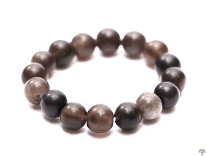 Prsten Obsidián stříbrný - 4 mm kuličky #24 - z přírodních kamenů