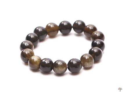 Prsten Obsidián zlatý - 4 mm kuličky #39 - z přírodních kamenů