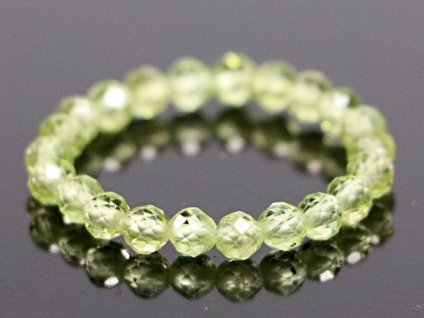 Pierścionek oliwin - kulki fasetowane 3 mm #58 - z naturalnych kamieni