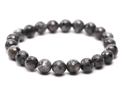 Náramek Spektrolit černý fazetovaný - 8 mm kuličky #898 - z přírodních kamenů