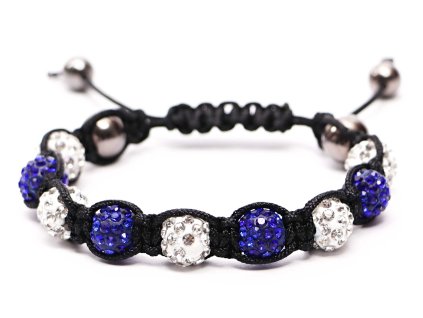 Shamballa náramek s krystaly Zirkonu - modrý - bílý #ZB198