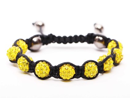 Bransoletka Shamballa z kryształami cyrkonu - żółta #904