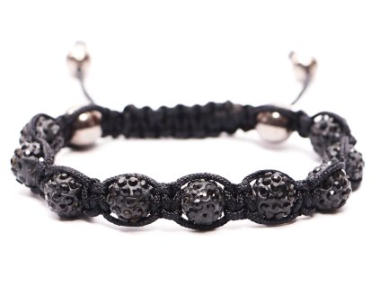Shamballa náramek s krystaly Zirkonu - černý #ZB204